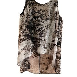 H&M asymmetrical high-low black/white/beige tank, lined. Sz 4.